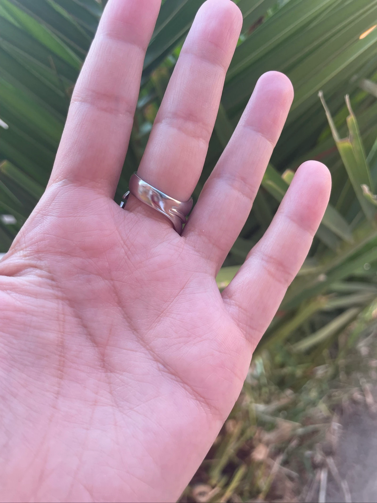 Anillo acero inoxidable plateado hoja – photo 4